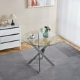 thumbnail image 3 of 36 Inch Round Glass Dining Table, Modern Chrome Leg Glass Top Table for 4, Tempered Glass & Metal Base, Small Space Kitchen & Breakfast Nook Table, 3 of 9