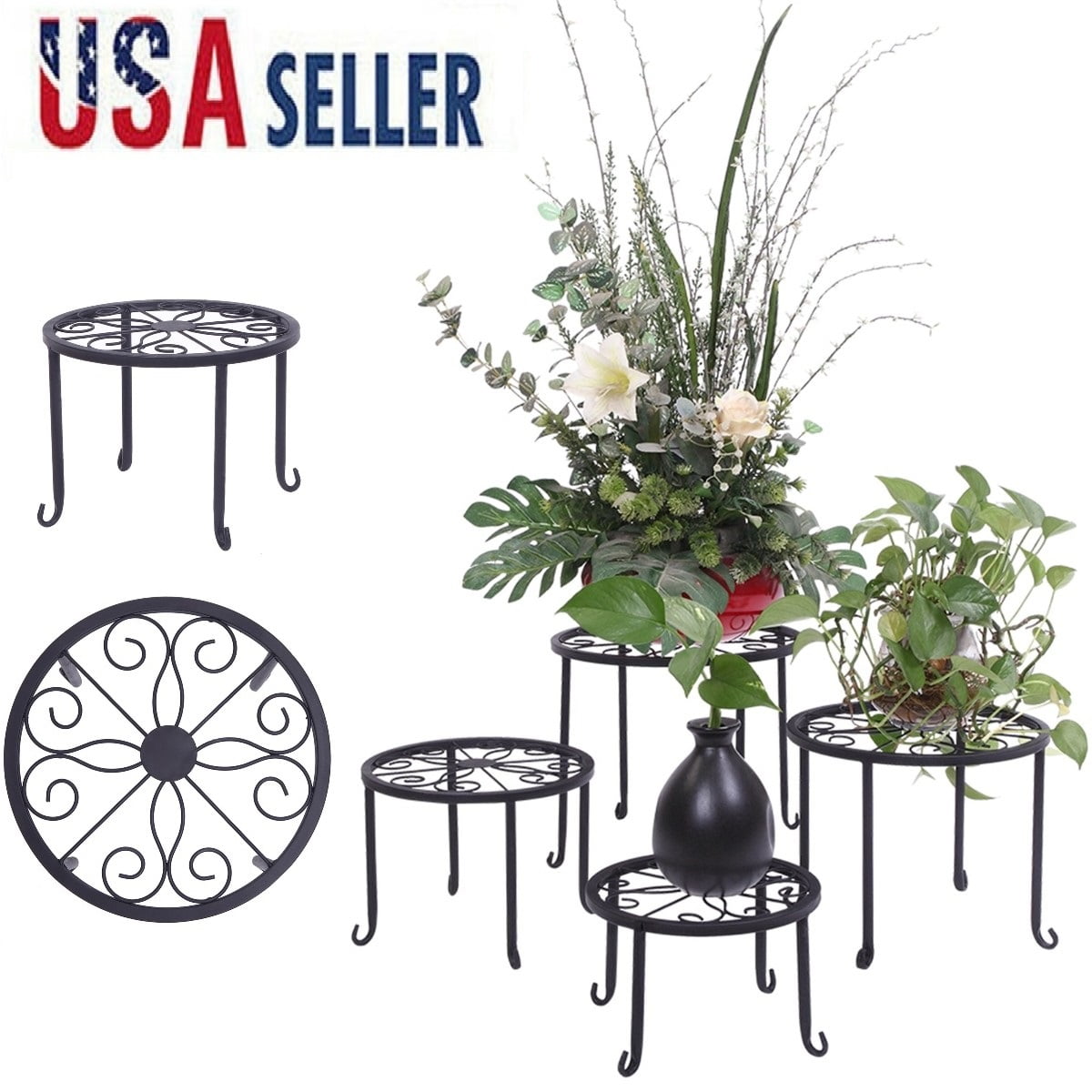 Goorabbit Outside Garden Shelf,4 Plant Shelves with 41 Round Pattern