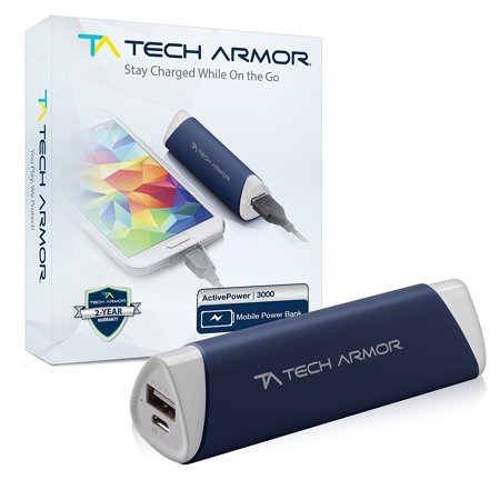 Tech Armor 3000mAh ActivePower PowerBank by External Battery Portable Dual USB Charger Power Bank - Fast Charging, High Capacity, Ultra Compact