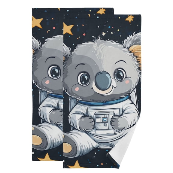 Cute Koala Astronaut Stars Hand Towel Absorbent Bath Towels for Bathroom Sports Gym 28" x 14" Set of 2