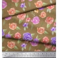 thumbnail image 3 of Soimoi Brown polyester Crepe Fabric Flower & Leaves Watercolor Decor Fabric Printed Yard 42 Inch Wide, 3 of 3