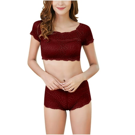 LIaqionyy Women 2 Piece Floral Lace Top and Panty Set Sheer Mesh Tank Top Underwear See Through Sleepwear