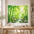 thumbnail image 5 of Bamboo Forest Landscape with Stream and Flowers, Serene Japanese Inspired Scene for Nature Lovers, Botanical Art Print, Housewarming Gift Tapestry Wall Hanging for Bedroom and Living Room, 5 of 7