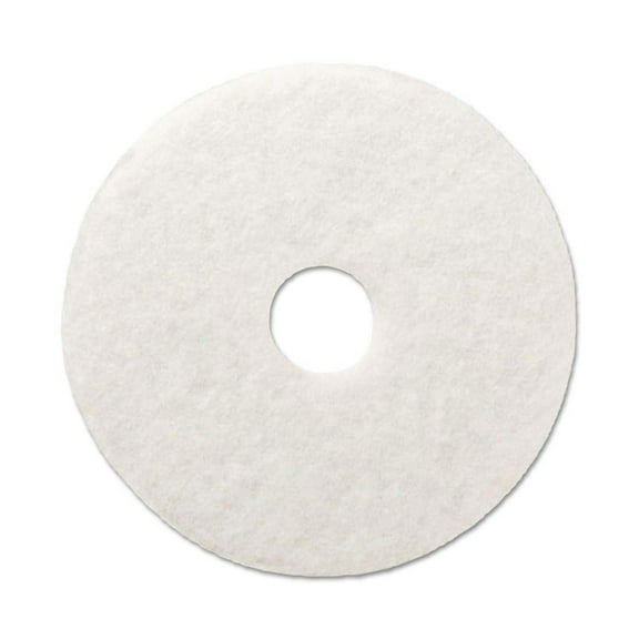 Floor Polishing Pads 17 Inch White - 5 Pack - Wood Floor Buffer Pads for Machines - Soft Finish Polishing - Buffing & Waxing - Color Coded