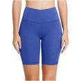 thumbnail image 4 of RYRJJ Biker Shorts Women with Pockets High Waisted Workout Tummy Control Gym Running Yoga Shorts(Blue,XXL), 4 of 9