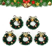 Luxtrada 10/5 Pcs 2.4inch Mini Christmas Wreaths Dollhouse Miniature Christmas Tree Decoration Garland Wreath Mini Craft Wreaths Winter Snow Ornaments