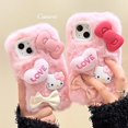 thumbnail image 2 of Sanrio-funda de teléfono de felpa de Hello Kitty, carcasa con lazo 3D de amor lindo para iPhone 15 14 13 12 11 Pro Max Mini XR XS MAX 8 X XS 7 SE Plus, 2 of 4
