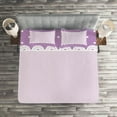 thumbnail image 2 of Ambesonne Mauve Quilted Coverlet 3 Pcs, Old Lace Patterns Polka, Queen Size, Lavender Lilac, 2 of 2