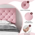 thumbnail image 5 of 4 EVER WINNER Twin Size Bed Frame with Button Tufted Headboard, Upholstered Platform Bedframe with Wood Slat Support, Box Spring Needed, Noise Free, Easy Assembly, Faux Leather & Pink, 5 of 8
