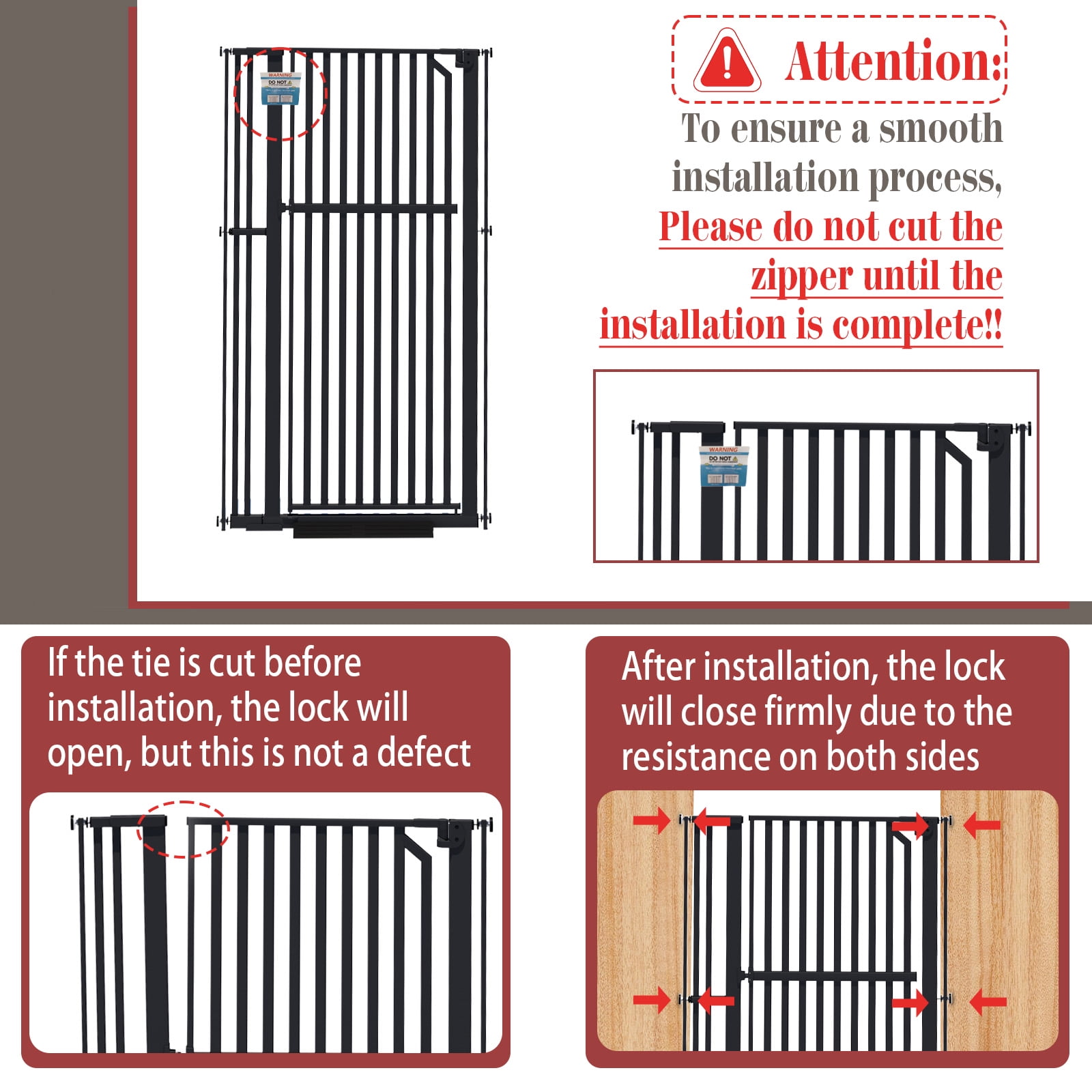 KORIMEFA 63" Extra Tall Baby Gate for Stairs 30"-37.8" Extra Wide Dog Gate for Doorways Hallways, Pressure Mounted Child Gate for Wide Opening, Auto Close Personal Safety for Babies and Pets, Black