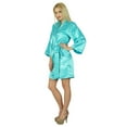 thumbnail image 3 of Bimba Women Short Satin Getting Ready Robe Bridesmaid Kimono Sleeve Coverup, 3 of 8