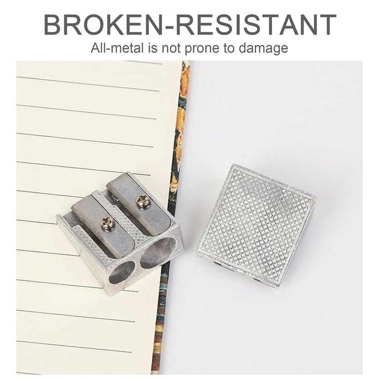 Magnesium Alloy Pencil Sharpeners - 2 Hole Metal Sharpener For Standard & Colored Pencils (12 Pack)