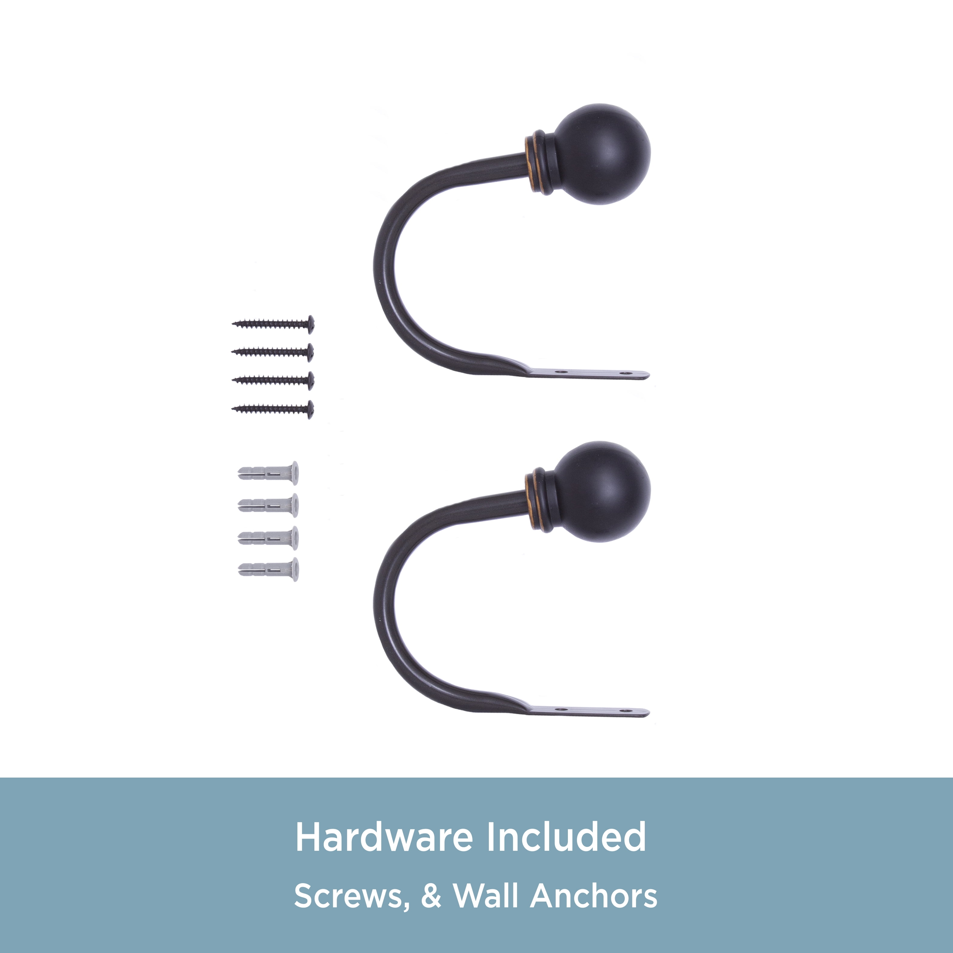 Kenney Chelsea Ball End Curtain Holdback Set, Oil Rubbed Bronze, Set of 2