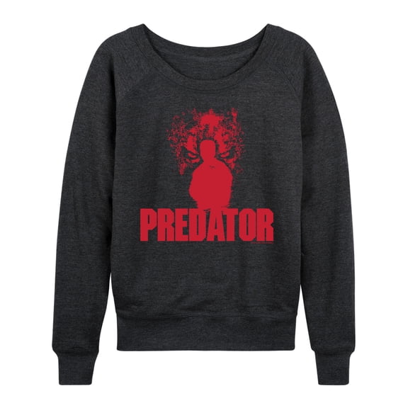 Predator - Jungle Logo Women's Lightweight French Terry Wide Neck Long Sleeve Graphic Shirt