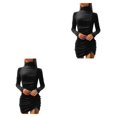 thumbnail image 4 of Goriertaly Robe à Manches Longues pour les Femmes en Tissu Polyester Respirant Élégant Polyester Fait Robe de Velours 3XL 2Set, 4 of 6