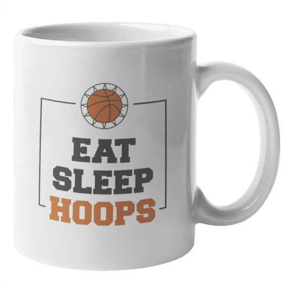 Eat Sleep Hoops Basketball Coffee & Tea Mug for Athletic Men & Women (11oz)