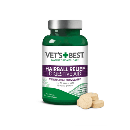 Vet’s Best Cat Hairball Relief Digestive Aid| Vet Formulated Hairball Support Remedy | Classic Chicken Flavor | 60 Chewable (Best Hairball Treatment For Cats)