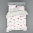 thumbnail image 2 of Ambesonne Retro Bedding Set 3 Pcs, Flamingo Birds Polka Dots, Twin, Pale Pink White, 2 of 3