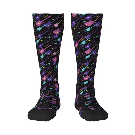 Rateoe Colorful Guitar Pattern Women’s Knee High Crew Socks,Trouser Socks Comfortable, Breathable, Moisture-Wicking and Soft