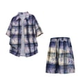 thumbnail image 4 of ZToonmas Men's 2 Piece Print Outfit Short Sleeve Button-down Camp Collar Shirt with Drawstring Waist Shorts Casual Summer Set, 4 of 5