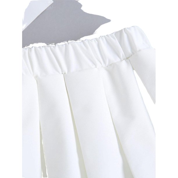 Casual Plain Pleated White Toddler Girls Skirts (Girl's)