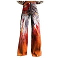 thumbnail image 2 of High Waisted Jeans for Women Wide Leg Fashion Casual Denim Pants Floral Printed Pull On Baggy Trousers Denim Pants Travel with Pockets Orange XXL, 2 of 8