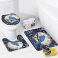 thumbnail image 4 of 4 Pcs Shower Curtain Sets with Rugs Toilet Lid Cover and Bath Mat Blue Bird On A Shady Tree Under The Full Moon Waterproof Personality Pattern Bath Curtains Flower Bird for Bathroom Decor Sets, 4 of 8