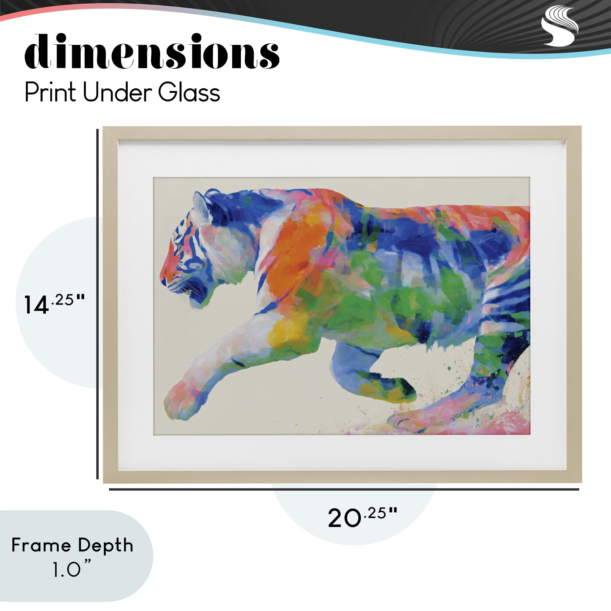 Stupell Industries Colorful Tiger In Motion Birch Framed Print Under Glass, design by Chromatic Storm Studio