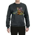 thumbnail image 3 of First We Still Your Heart Then Your Bed | Funny Neon Colorful Cat | Dean Russo Art Animal Lover Unisex Crewneck Sweatshirt, Heather Black, Medium, 3 of 6