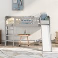 thumbnail image 2 of Aukfa Solid Wood Loft Bed with Slide for Kids Girls Boys, Twin Size, Gray, 2 of 8