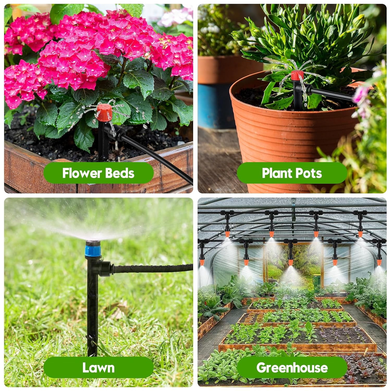 240FT 2025 Upgraded Drip Irrigation - Quick-Connect, 1/2"&1/4"Tubing, Adjustable Emitters