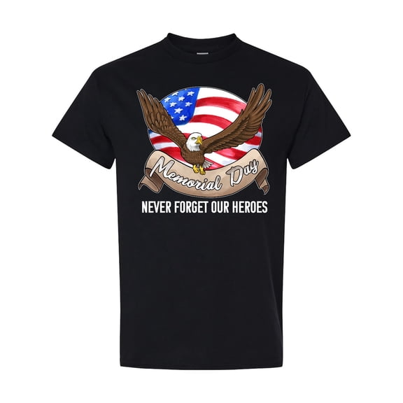 Inktastic Memorial Day Never Forget Our Heroes Bald Eagle T-Shirt