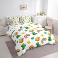 thumbnail image 3 of Feelyou Happy St. Patrick's Day Kids Bedding Comforter Set 7pcs, Seasonal Spring Holiday Queen Bedding Sets, Cartoon Shamrock Reversible Queen Sheet Sets, Luxury Bedroom Decor, 3 of 7