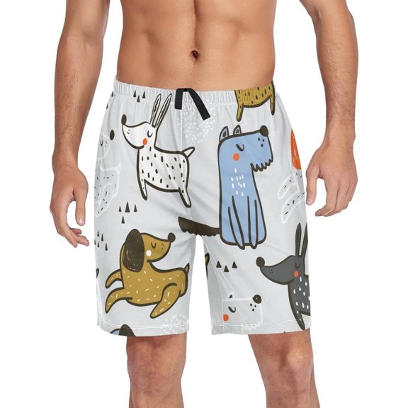 GZHJMY Dog Pajama Pants Short for Men, Lounge Pants Lightweight Men Pajama Bottoms with Drawstring Pockets, Christmas New Year Birthday Gifts, Large