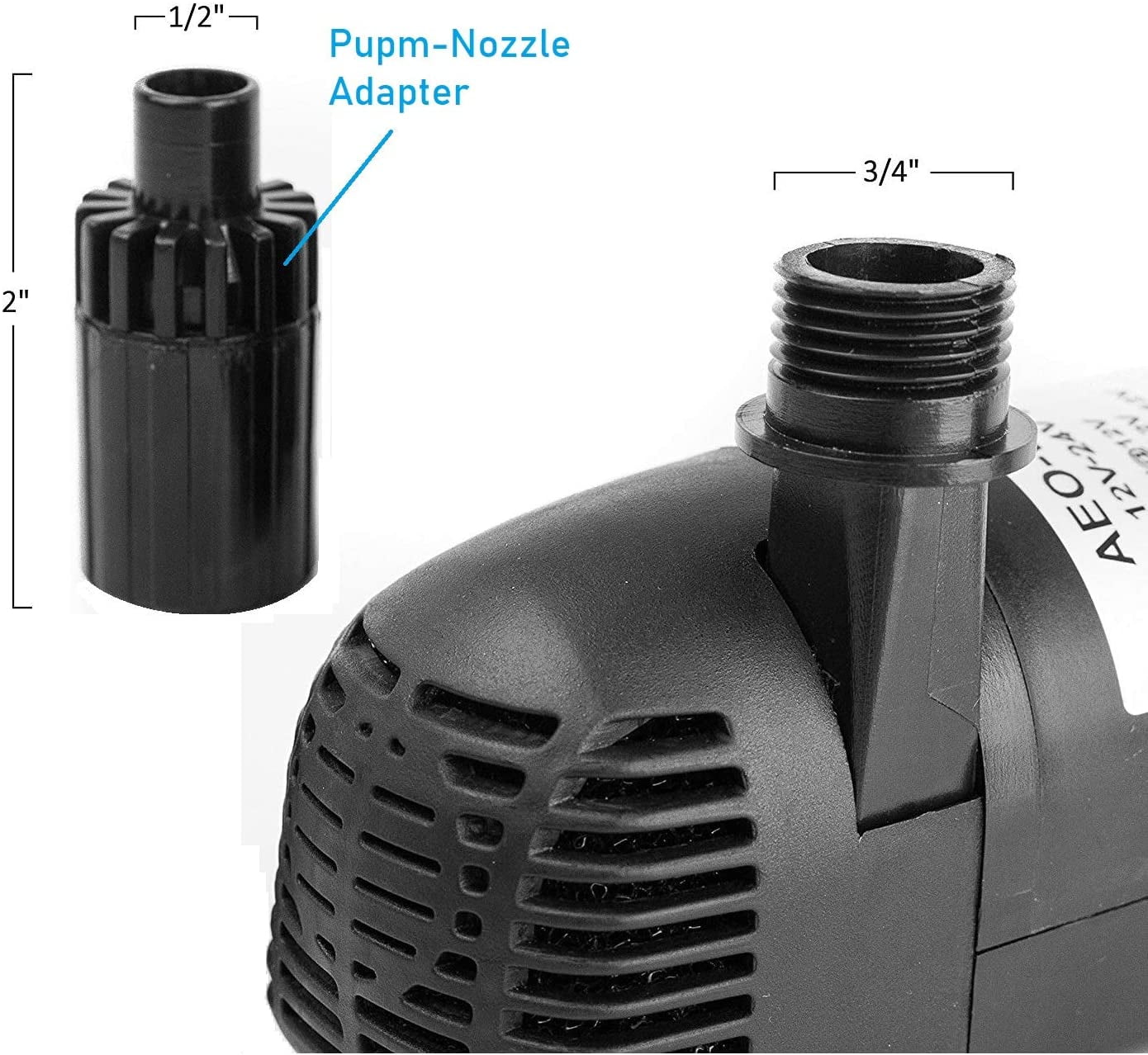 AEO 12V - 24V DC Brushless Submersible Water Pump, 410GPH, for Solar Fountain, Fish Pond, and Aquarium