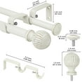 thumbnail image 4 of Urbanest 5/8" Adjustable Double Curtain Rods Set with Volle Finials, Weathered White, 28"-48", 5/8 Inches Front and 1/2 Inches, 4 of 7