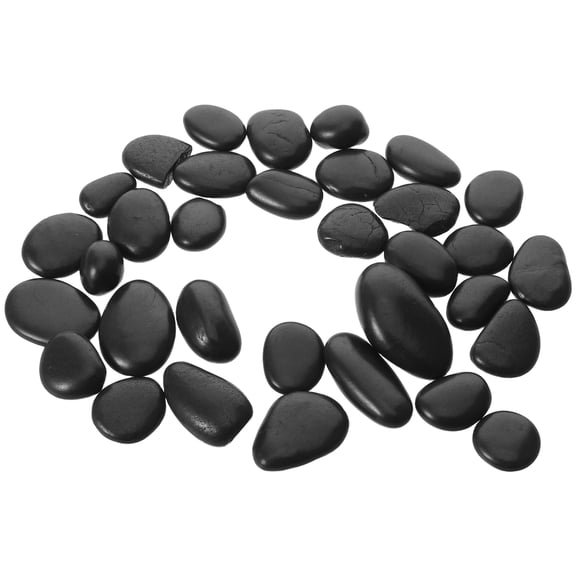 ETEREAUTY 1Set Black Heat Stones for Cooking Bbq Steak Grills Natural River Rock Pebbles