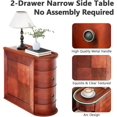 thumbnail image 6 of Solid Wood Narrow End Table with 2 Drawers, Fully Assembled Slim Chair Side Table, Finished Back, Vintage Wood Sofa Side Table for Living Room, Bedroom, 6 of 8