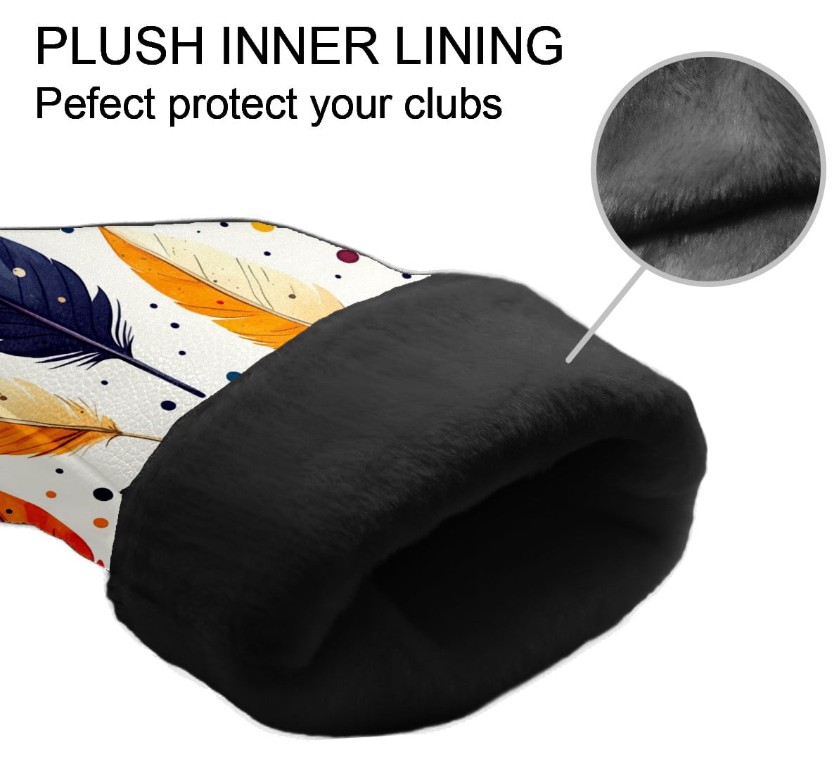 Golf Club Covers, GreenBlueFeathers Premium PU Leather Driver Hybrid Putter Head Covers with Velvet Lining, Waterproof Golf Gifts for Men Women