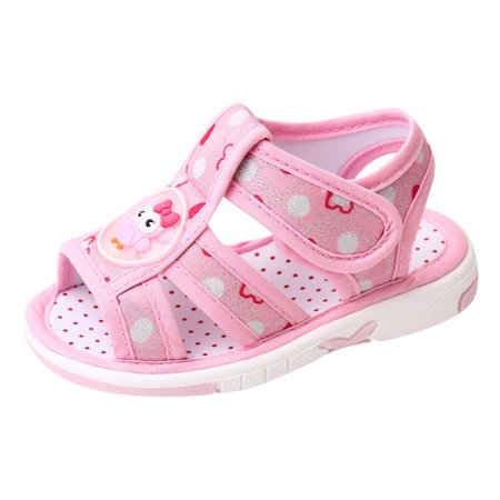 

Toddler Girl Sandals Summer Children Flat Bottom Non Slip Opentoe Breathable Soft Comfortable Cartoon Chicken Flowers Shoes Pink Size 22