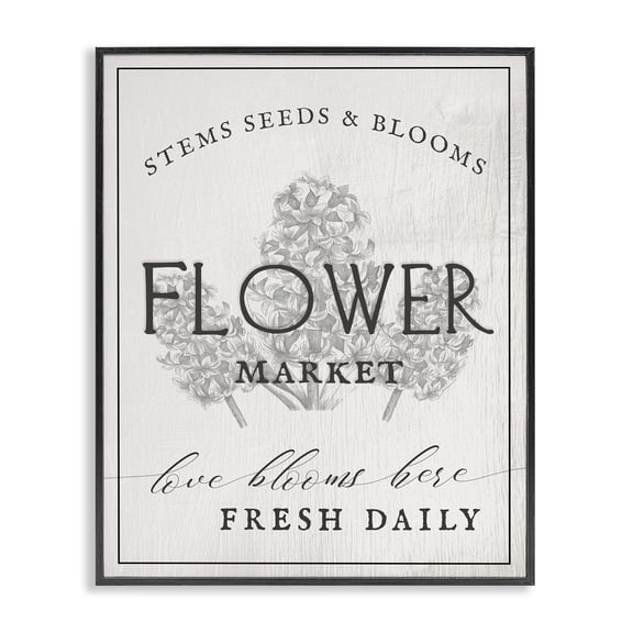 Stupell Industries Farmhouse Flower Blooms Market Black Framed Giclee Art, 11 x 14, by Ziwei Li