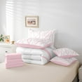thumbnail image 4 of Erosebridal Girly Pink Ribbon Bedding Sets Full Size, Stripes Comforter Sets with Sheets, Princess Female Reversible Bed Sheets Set, Breathable Room Decoration, 7pcs, 4 of 6