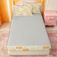 thumbnail image 4 of Erosebridal Kawaii Checker Bow Zipper Queen Comforter Set with Fitted Sheet and 2 Pillowcases for Girls, Yellow Grid Ribbon Zipper Bedding Set, Gray Reversible, 4-Piece, 4 of 7