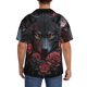 thumbnail image 3 of Balery Rose Full Moon Black Wolf Camisa Casual de Manga Corta con Botones para Hombre, Texturizada, Estilo Cubano, para Playa, Verano-Medium, 3 of 5