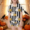 thumbnail image 2 of SJLDQY Girls' Halloween Pajama Sets Ghost Pumpkin Print Short Sleeve Shirts and Shorts 2 Piece Pj Sets Casual Sleepwear Button Down Loungewear Sets, 2 of 5
