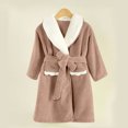 thumbnail image 4 of AINIYS Fleece Long Sleeve Hooded Bathrobe Soft Absorbent Velvet Robe for Home Use Cozy Shower Wrap Suit for All Seasons Coffee 140, 4 of 5