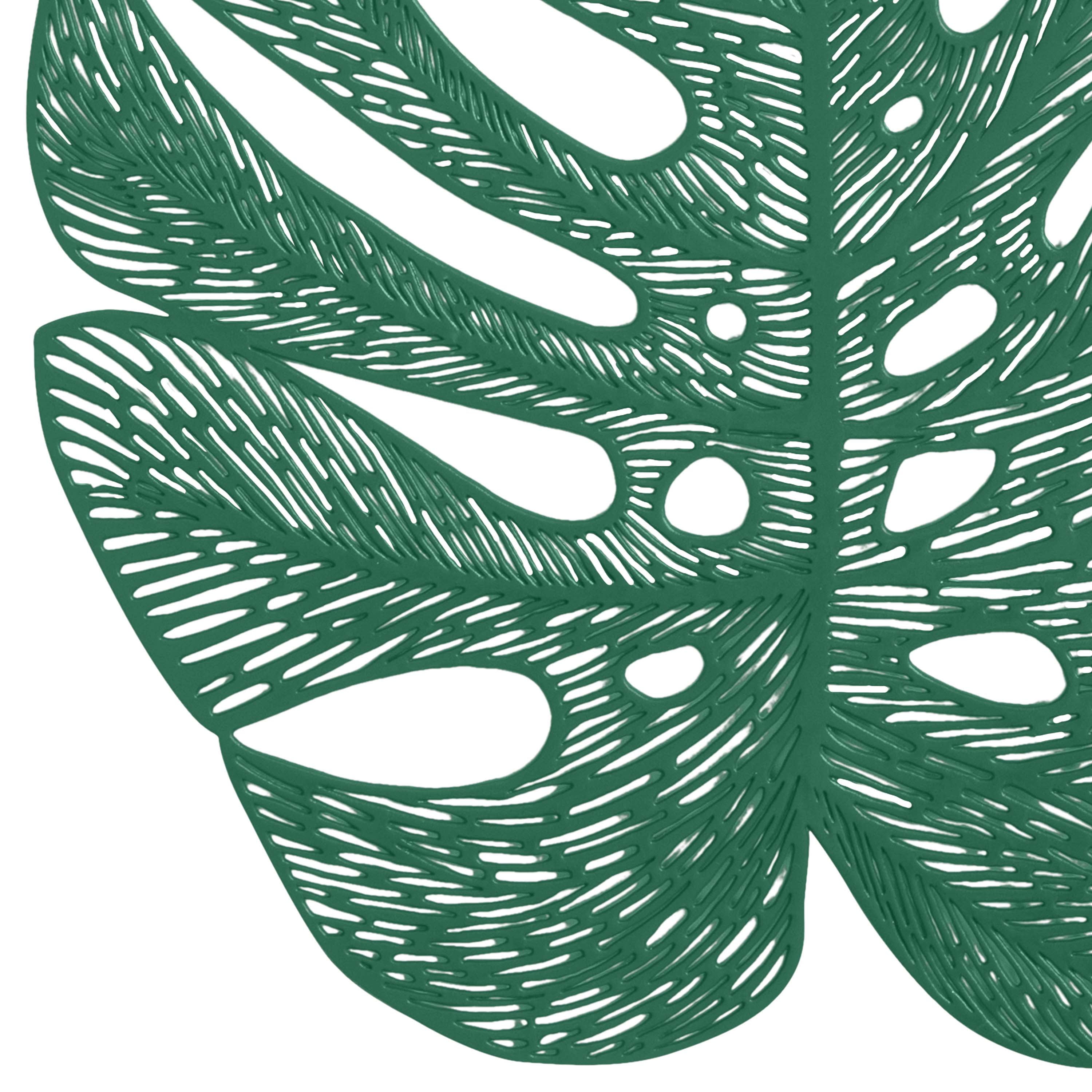 Home Details Set of Four Leaf Shape Table Place Mat, Green