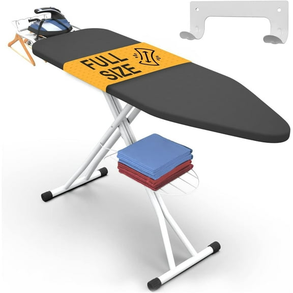 Xabitat Deluxe Ironing Board with Wall Mount Storage, Safety Iron Rest -Grey