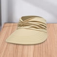 thumbnail image 2 of Sombrero de visera de verano informal para mujer, sombrero de ala ancha con moño desordenado, sombrero de copa hueca, sombrero para el sol para Beige, 2 of 8