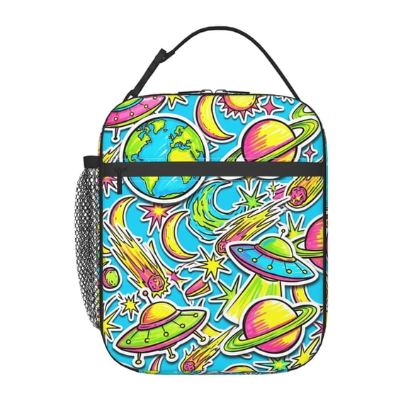 Space Lunch Box, Reusable Insulated Lunch Bag, Galaxy Universe Meal Prep Cooler Tote For Travel, Work, Picnic And Daily Life